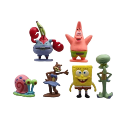 Figuras de Bob Esponja de 6 piezas + Piña + Casa Calamardo